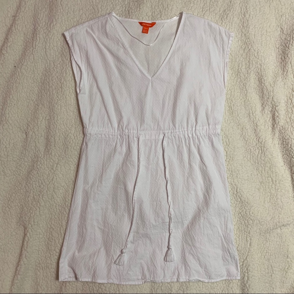 WHITE DRAWSTRING DRESS